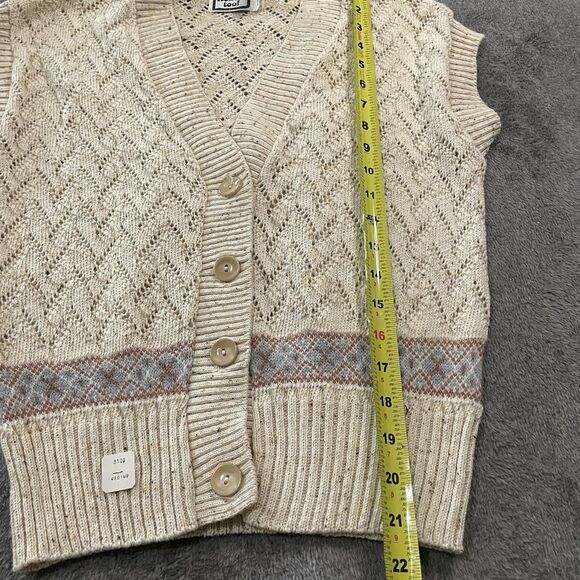 KENNETH TOO Sweater Women's Medium Cream Short Sleeve Cardigan Collared Wool NEW - Picture 8 of 9